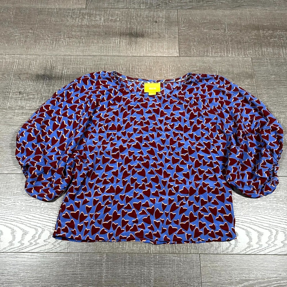 Anthropologie Maeve‎ Kimono Blouse Women's XS Purple Heart Preppy Streetwear